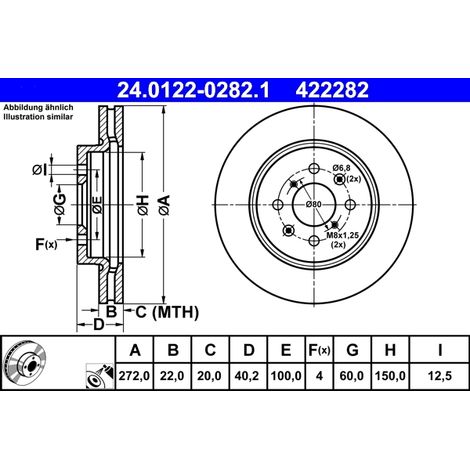 Lot de 2 Disques de frein ATE 24.0122-0282.1 SUZUKI 55311-68L50