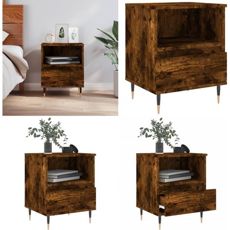 Nachttisch Räuchereiche 40x35x50 cm Holzwerkstoff - Nachttisch - Wohnzimmermöbel - Holzwerkstoff - Metall - Sideboard - Home & Living (1/5)