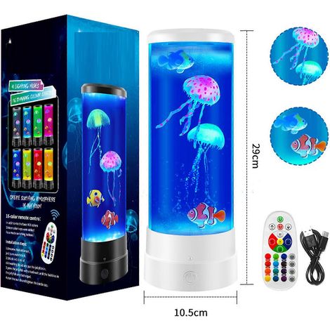 Lampe à lave méduse ronde LED d'aquarium 16 couleurs changeantes avec télécommande couleur bai (1/5)