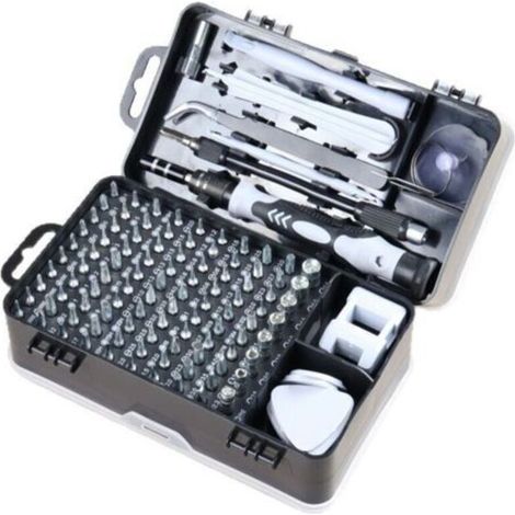 Juego de destornilladores 135 en 1, destornilladores magnéticos de precisión, puntas Torx, multiherramientas aisladas, kit de herramientas manuales para reparación de teléfonos móviles (gris) (1/5)