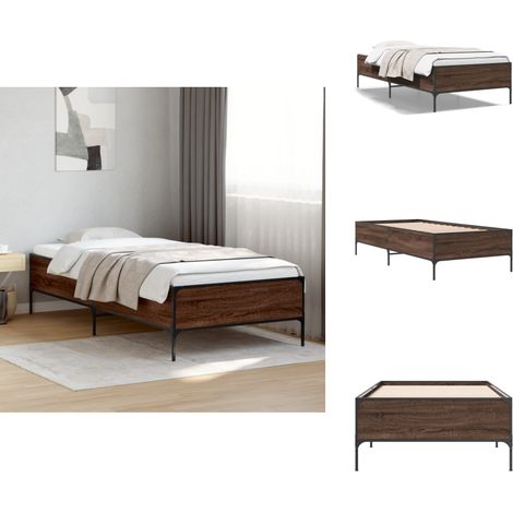Cadre de lit sans matelas chêne marron 90x190 cm - Cadre De Lit - Lit Double - Lit En Bois - Lit Design - Literie (1/5)