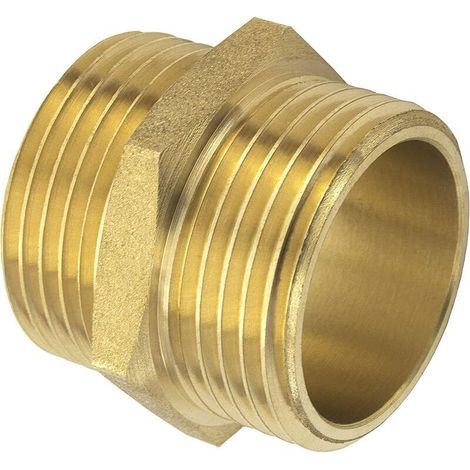 Premium 1" (26/34) double mamelon, filetage externe des deux côtés en laiton de haute qualité, robuste et antirouille, mamelon de connexion, douille de tuyau (1/5)