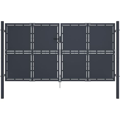 Vidaxl – Portail de jardin en acier anthracite 300x150 cm – Structure étanche pour sécurité et esthétique – Installation facile avec poteaux inclus