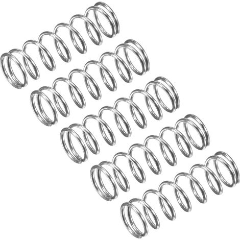 5 - Ressort De Compression - Acier Inoxydable 304 - Extrémités Fermées Pour Force Stable - Réparation Appareils Ménagers Et Moteurs - Argenté - 5mm X 15mm (1/5)