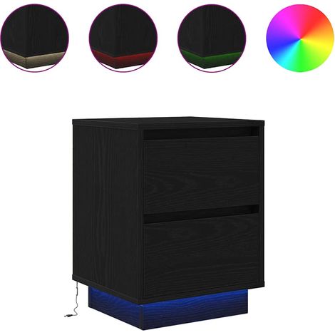 Maison Exclusive - Nachttisch mit LED-Leuchten Schwarz 38x34x50 c