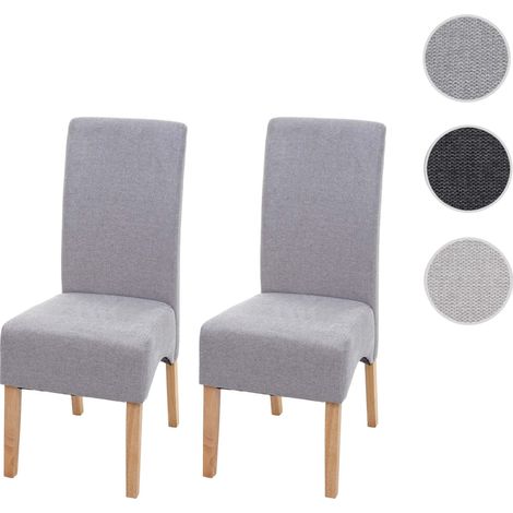 2x chaise à manger Latina, chaise de cuisine, tissu/textile - beige crème, pieds légers (1/5)