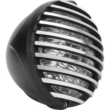 Phare LED Moto Rétro Verre Transparent, Modification avec Grille Protectrice Dorée, 12V, Éclairage Puissant (1/5)