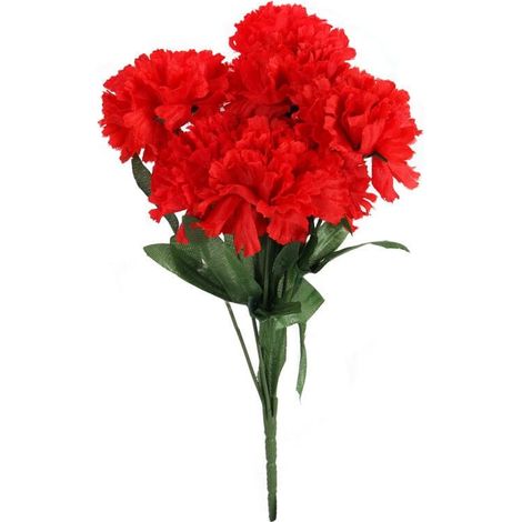 Garofani rossi artificiali - Mazzo da 7, altezza 32 cm (1/2)