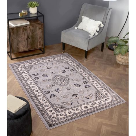 Traditional Sherborne Classic Bordered Rug in Grey 120 x 170 cm (4'x5'6") (1/4)