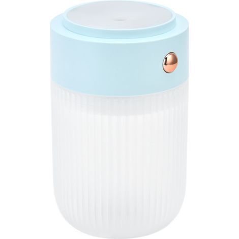 Mini humidificateur d'air 250 ml, alimenté par USB, lampe colorée, bleu, idéal pour la voiture, le bureau et le salon.