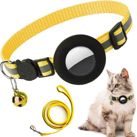 MINE Collier Chat Airtag,Réfléchissant Collier pour Chat avec Cloche,Dresse de Nom étiquette D'identification,Support Airtag étanche,Boucle de Sécurité,Réglable 19-32cm pour Filles Garçons Chatons Chi (1/5)