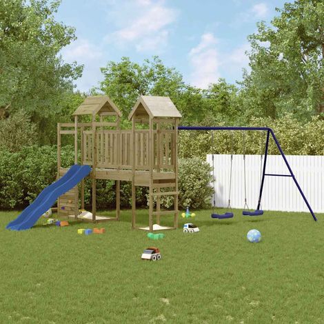 Aire de Jeux d'extérieur Maisonnette de jeu Maison enfant exterieur bois de pin imprégné 49904 (1/5)