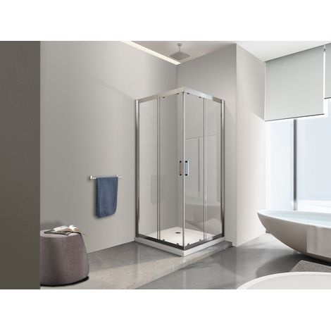 NALA Box doccia 6 mm angolare quadrato profilo cromo reversibile H.190 90x90