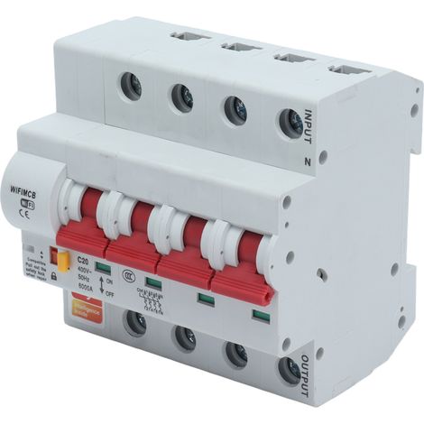 Intelligenter WLAN-Bluetooth-Fernschalter (4-polig) mit Sicherheitsverriegelung für 400 V Wechselstrom, 20 A (1/5)