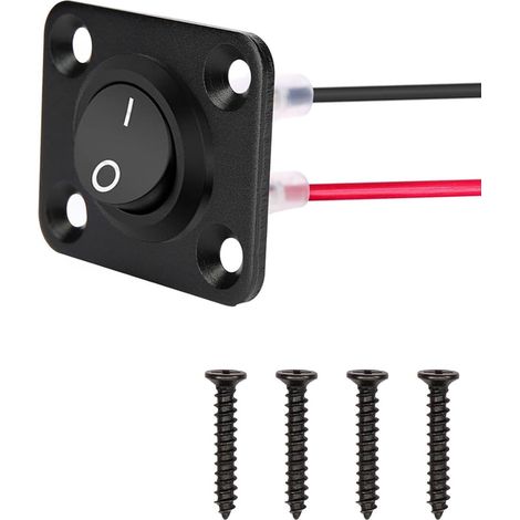 pc 12V-24V Rocker Switch, Round Rocker Switch, 1 Gang, Round 12V Switch Panel for Car, Truck, Racing Cars, Marine 6A/250V, 10A/125V