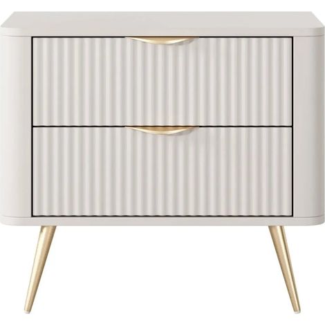 JOUDY - Table de chevet 63cm -effet rainuré - Beige (1/5)