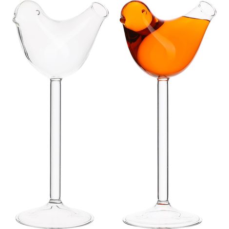 Lot de 2 verres à cocktail transparents en forme d'oiseau pour bar, maison, hôtel et banquet, cadeau pour mariage, anniversaire, pendaison de crémaillère (1/5)