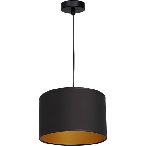 Suspension noire tissu intérieur or Ø25 E27 Luminex