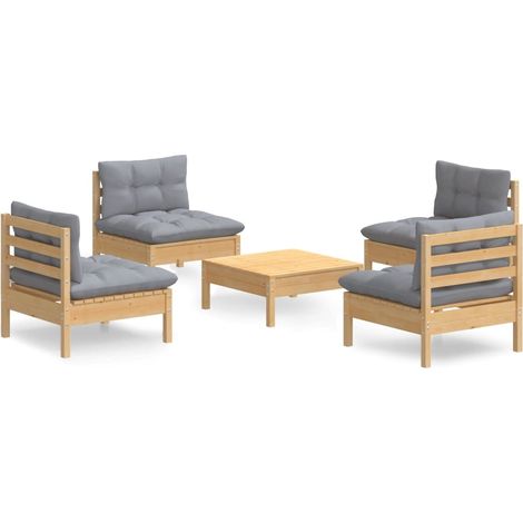 Maison Exclusive - Juego de muebles de jardín 5 pzas y cojines ma (1/5)