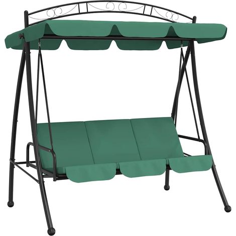Balancelle de jardin avec auvent vert 198 cm tissu et acier CFW22785 (1/5)
