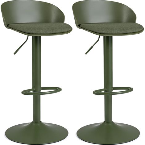 COSTWAY Set di 2 Sgabelli da Bar Girevoli e Regolabili in Altezza (Verde) (1/5)