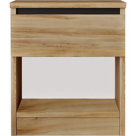 Nachttisch mit 1 Schublade Rebecca Mobili Marzeh 46,5x40x35,5 Spanplatte Eichenholz hell Modern (1/5)