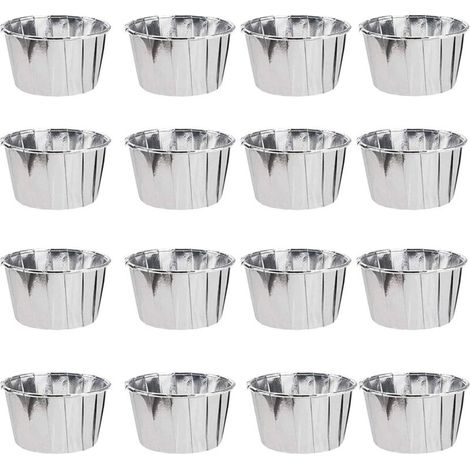 50 Pièces Moules de Cuisson en Papier d'aluminium, Caissettes Cupcakes, Moulle Mini Cupcakes, caissettes pour Cupcakes et Muffins pour Les Mariages, fêtes et Autres Célébrations à thème (Argent)-Fei Y