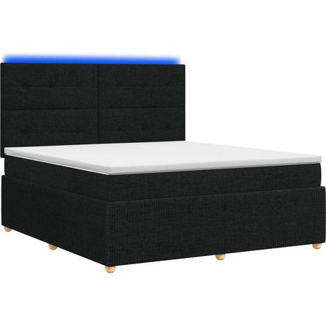 Maison Exclusive - Lit boxspring LED avec matelas Noir 180 x 200 cm Tissu (1/5)