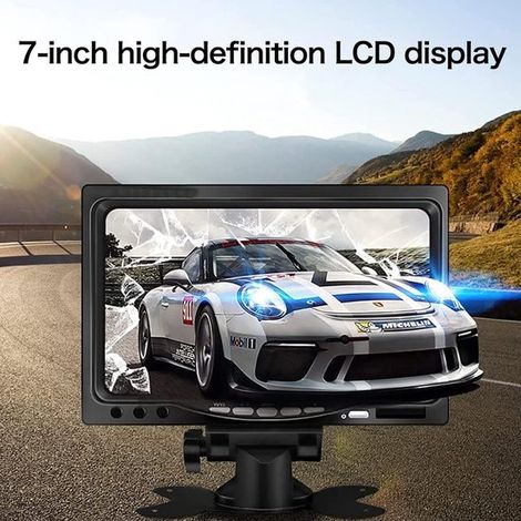 Schermo per telecamera di retromarcia da 7 pollici, display TFT LCD, 1024600 RP, monitor per auto DC9V-36V, commutazione video AV1/AV2, collegabile ad autobus, camion, rimorchio (1/4)