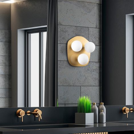 Wandlampe 3-Licht-Axel aus goldenem Glas
