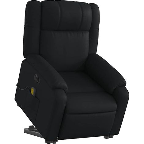 Poltrona relax con funzione massaggio e funzione sollevamento elettrico reclinabile in PVC nero DEC027802