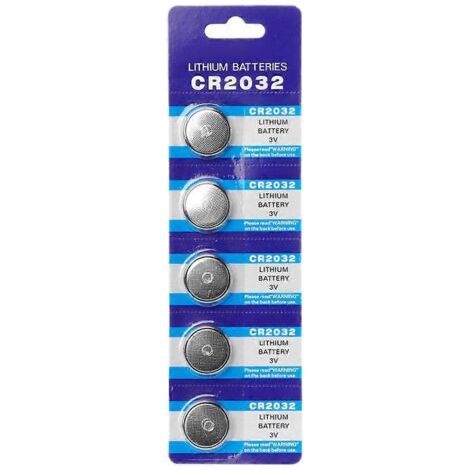 Lot de 5 piles bouton au lithium CR2032 3V pour montres, jouets et télécommandes. (1/5)