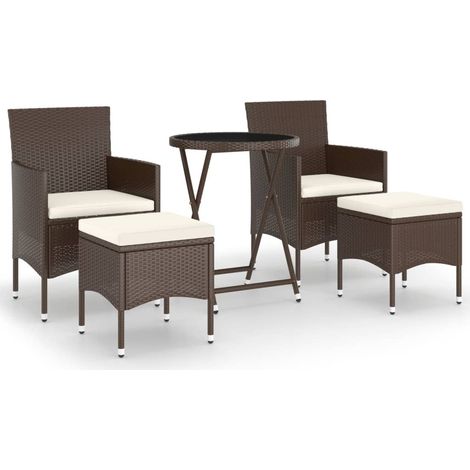 Maison Exclusive - 5-tlg. Bistro-Set Poly-Rattan und Hartglas Bra