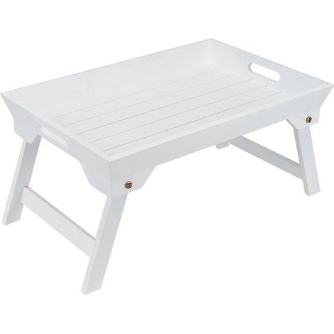 Table d'appoint extérieure en bois pour lit de dortoir, petite table pour ordinateur portable, blanche.