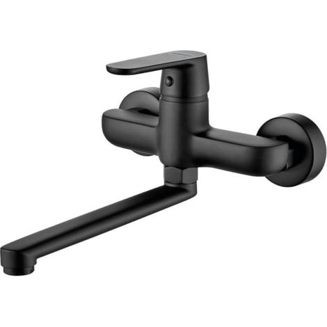 Grifo para lavabo/fregadero de pared Dima, negro (1/2)