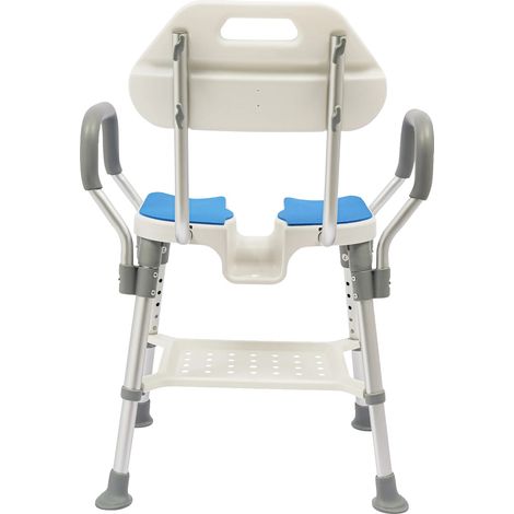 Silla de ducha, altura regulable, diseño antideslizante, color azul. (1/2)