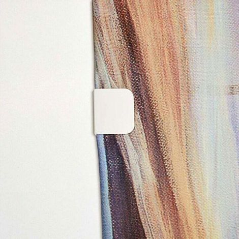 Clips auto-adhésifs pour rideau de douche - - Anti-éclaboussures - Anti-vent - Blanc - Design élégant (1/4)
