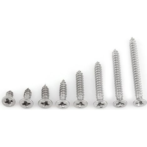 200 pièces M3 en acier inoxydable Phillips vis à tête plate vis à bois vis à bois M3 x 6/8/10/12/16/20/25/30 mm (1/5)