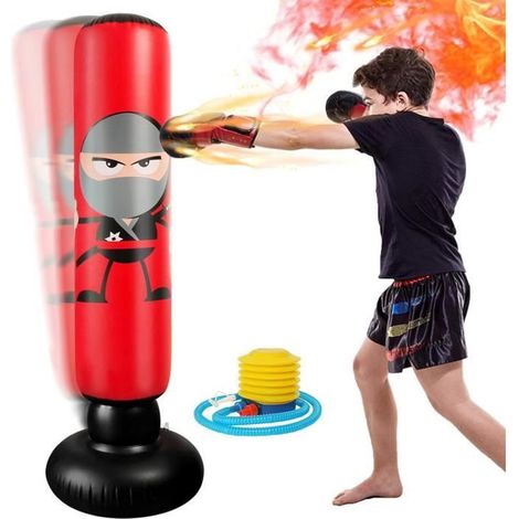 Sac boxe enfant gonflable 160 cm – PVC rouge – Pour jeu actif – Cadeau sportif