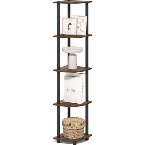 Étagère d'angle, Bibliothèque d'angle 5 Niveaux, Étagères De Rangement Ouvertes, pour Organisation et Rangement, Salon, Bureau À Domicile, Garage, Chambre, Chêne Ambré (1/5)