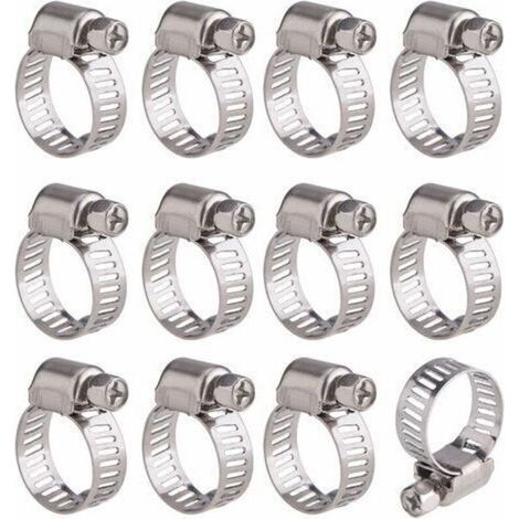 Collier de serrage12pcs collier de serrage réglable attaches de serrage en acier inoxydable (9-16mm) (1/5)