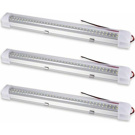 Barre Lumineuse LED - 12 V - 500 Lm - 34 Cm - Pour Éclairage Intérieur Voiture Caravane Bus Cuisine Salle De Bain - 3 Pièces