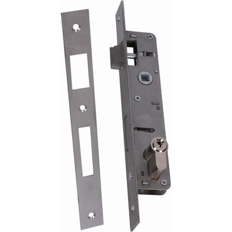 Serrure à encastrer pour tube carré de 40mm - Inox - Pour portail et grille  - DECO FER FORGE