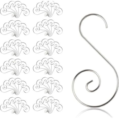 Sollbry 100 Stück S-förmige Weihnachtskugel-Haken, Weihnachtsbaum-Aufhänger, Weihnachtskugel-Ornament-Haken, Metallhaken (1/4)