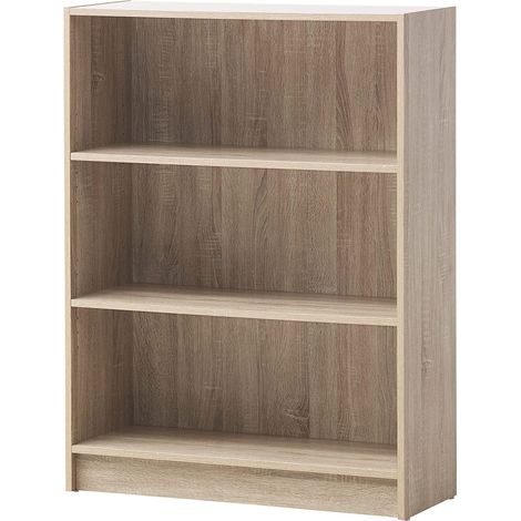 Oak Low Wide Bookcase With Adjustable Shelves (1/4)