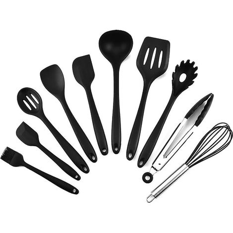 Silikon-Küchenhelfer-Set, 10-teilig, hitzebeständig, antihaftbeschichtet, Löffel, Spatel, Schöpfkelle, Kochutensilien