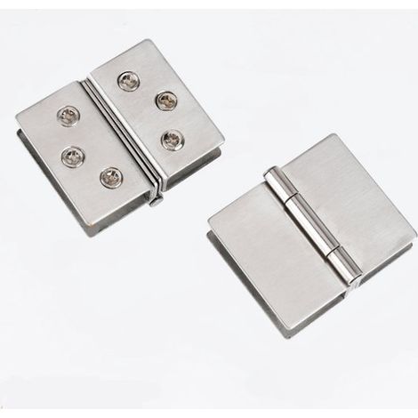 pièces - Charnières - Charnière - Acier inoxydable - Argent - 45,5 x 54 mm - Goupille fixe - Charnière pour verre - Charnière pour armoire (1/5)