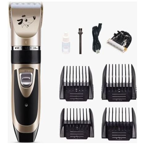 Tondeuse Chien Professionnel Poil Long Epais Animal Silencieux Rechargeable Electrique Tondeuse pour Chien et Chat Dog Clipper Kit, (1/4)