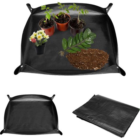 2 Pièce Tapis de Rempotage, Imperméable Tapis de Plante, Tapis de Plante Noir, Tapis de Plantation de Jardinage, pour Jardin, Rempotage, Plantes Succulentes, Semis, 100 cm x 100 cm (1/5)