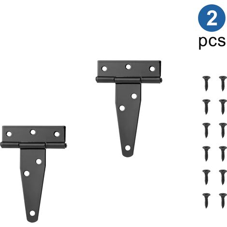 (Noir 96,7 mm) 2 charnières de porte de grange en fer noir en forme de T, style rustique, pour meubles, placards de cuisine en bois, armoires, clôtures (1/5)